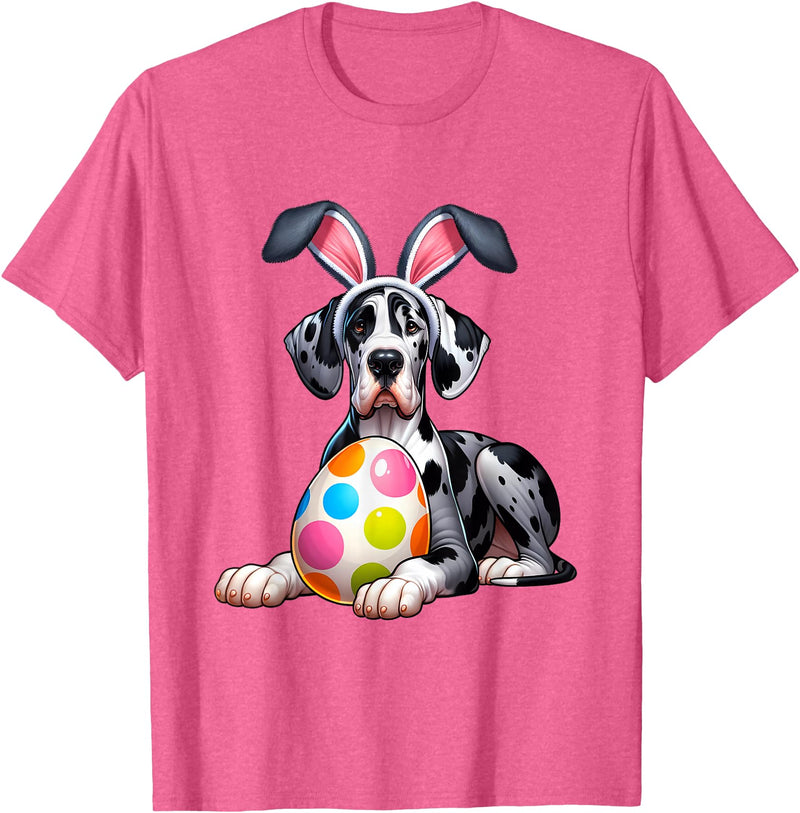 Great Dane Lovers Easter Egg Eggs Bunny Rabbits Rabbit T-Shirt in Pink Heather
