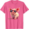 Funny Piggy Pig Sunglasses Piggy Costume for bespectacled Pigs Lovers T-Shirt - Pink Heather