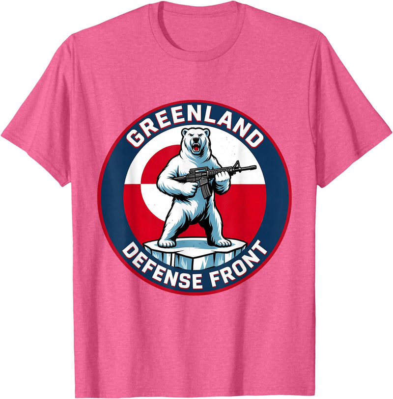 Greenland Lover Stuff Greenland Defense Front Polar Bear Greenland is not for Sale T-Shirt - Pink Heather