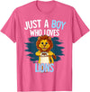 Lion Lover Gift Just A Boy Who Loves Lions Lion T-Shirt - Pink Heather