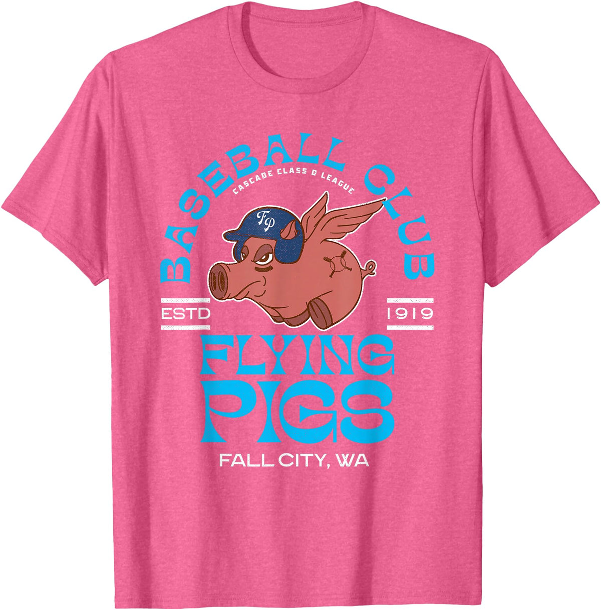 Retro Minor League Baseball Team Apparel Fall City Flying Pigs Retro Minor League Baseball Team T-Shirt - Pink Heather