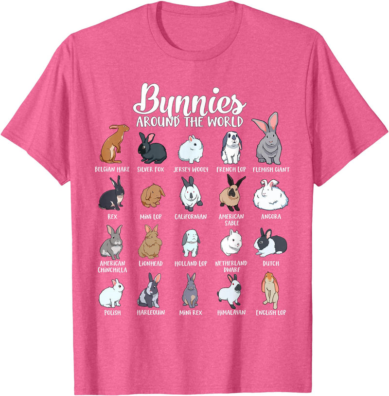 Rabbits of the World - Bunny T-Shirt in Pink Heather