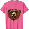 Bear Head Gift idea for Bear Lover Smile friendly brown Bear Head for Bears Lovers T-Shirt - Pink Heather