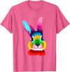 Colorful Rabbit Head Safari Animal Art Wildlife T-Shirt in Pink Heather