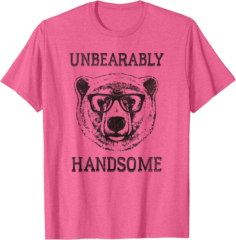 Trendy Apparel Trendy Unbearably Handsome Stunning Bear Face T-Shirt - Pink Heather