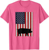 Farm Pig Patriotic United States Flag Kids Animal Patriotic Pig Silhouette American Flag Farm Kids Fourth T-Shirt - Pink Heather