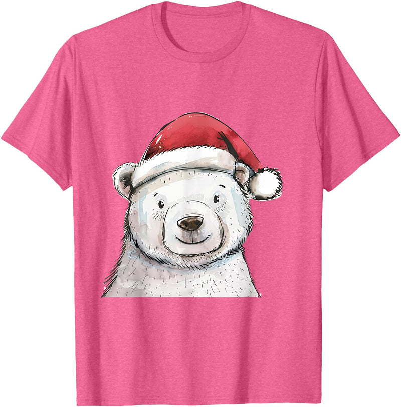 Merry Christmas Gifts For The Whole Family Christmas Holiday Season Xmas Polar Bear T-Shirt - Pink Heather