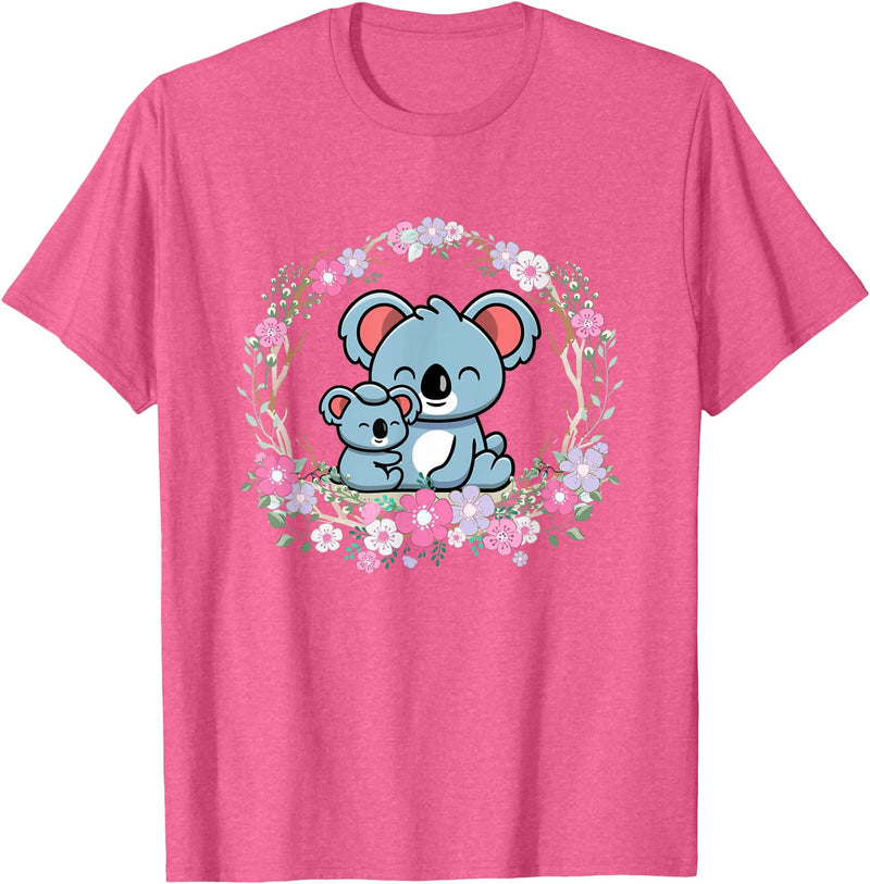 Cute Koala Mama Bear and Baby Mothers Day Apparel Mother's Day koala Mom and Baby Koala T-Shirt - Pink Heather