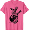 Bunny Playing Acoustic Guitar Easter Rabbit Women, Men, Kids T-Shirt in Pink Heather