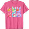 Easter Cute Bunny Coquette Bow Tie Dye Rabbit Women Girl Kid T-Shirt in Pink Heather