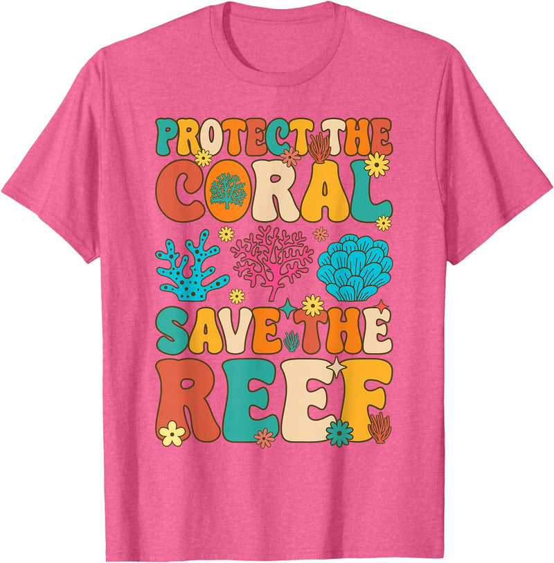 Coral Reef Coral Aquarium Aquarist Earth Day Gifts Protect The Coral Save The Reef Coral Reef Coral Aquarium T-Shirt - Pink Heather