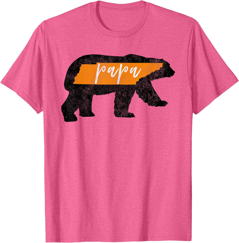 Tennessee State Flag and Home Vintage Shirt Co. Mens Papa Bear Tennessee State Flag Vintage Dad Shirt T-Shirt - Pink Heather