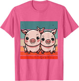 Cute Sibling Baby Little Pink Pig Sister Animal Pig Lovers T-Shirt - Pink Heather