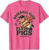 Outfield Outlaws Flying Pigs Retro Minor League Baseball Mascot T-Shirt - Pink Heather