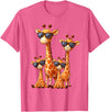 Zoo Family Funny Giraffe Animal Gifts Giraffe Family Sunglasses Safari Zoo Animal Lover Giraffes T-Shirt - Pink Heather