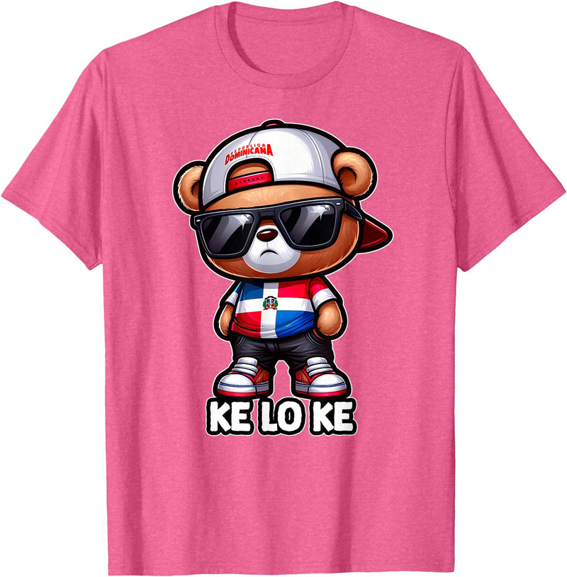 KLK Teddy bear que lo que Dominican flag shirt DIMELO KE LO KE Dominican Republic Flag Republica Dominicana T-Shirt - Pink Heather