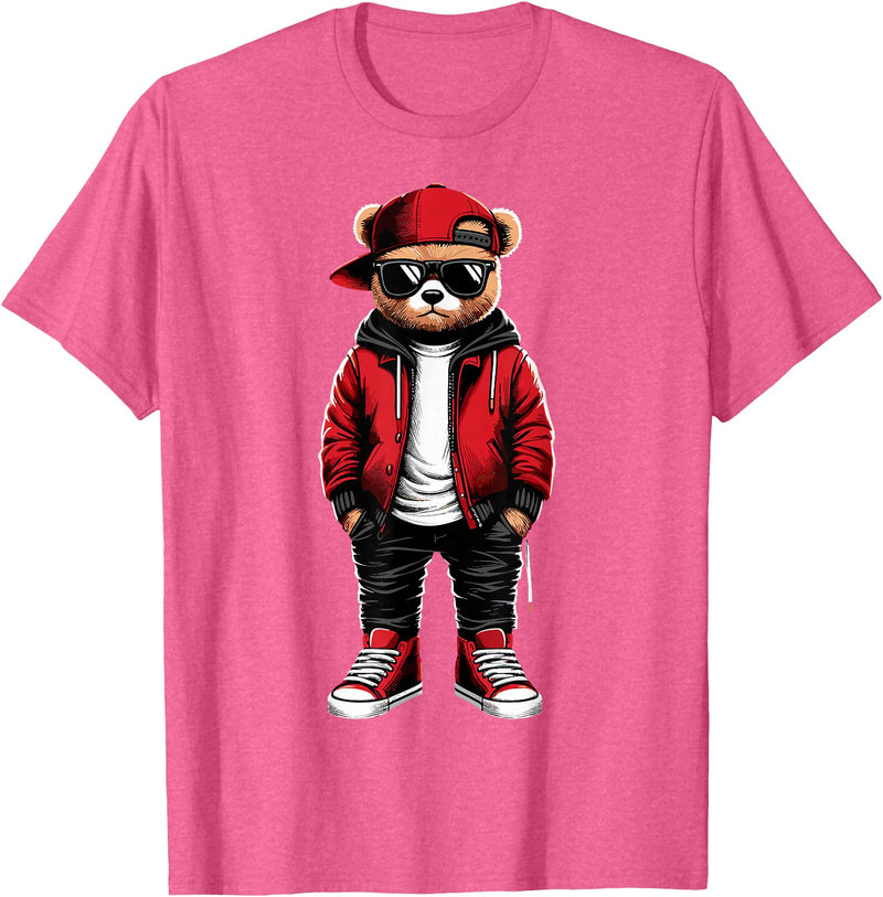 Funny Hip Hop Music lover Hip Hop Teddy Bear Rap Music T-Shirt - Pink Heather