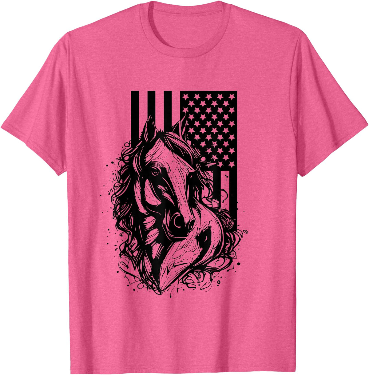 BASBO American Flag Horseback Riding Apparel - Horse T-Shirt - Pink Heather