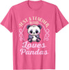 Cute Teacher Panda Bear Animal Lover Gifts Just a Teacher Who Loves Pandas Panda Lover Back to School T-Shirt - Pink Heather