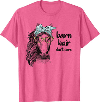 Girl Horse Shirts by Southerngal Cute Horse Love Girl Shirt Barn Hair Don't Care Cowgirl Gift T-Shirt - Pink Heather