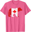 Happy Canada Day Polar Bear Flag Retro Tees Co Happy Canada Day Funny Canadian Polar Bear Animal Flag Retro T-Shirt - Pink Heather