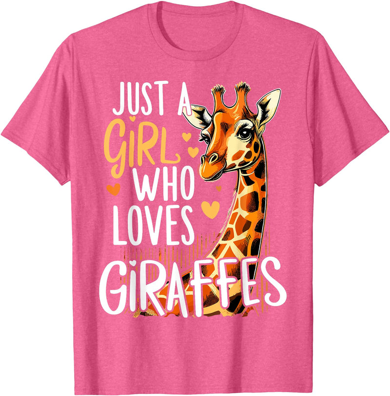 Funny Giraffe Africa Lover Safari Giraffe Animal Just A Girl Who Loves Giraffe T-Shirt - Pink Heather