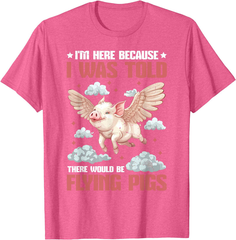 Flying Pigs FH I'm Here Because I Was Told There Would Be Flying Pigs_ ---- T-Shirt - Pink Heather