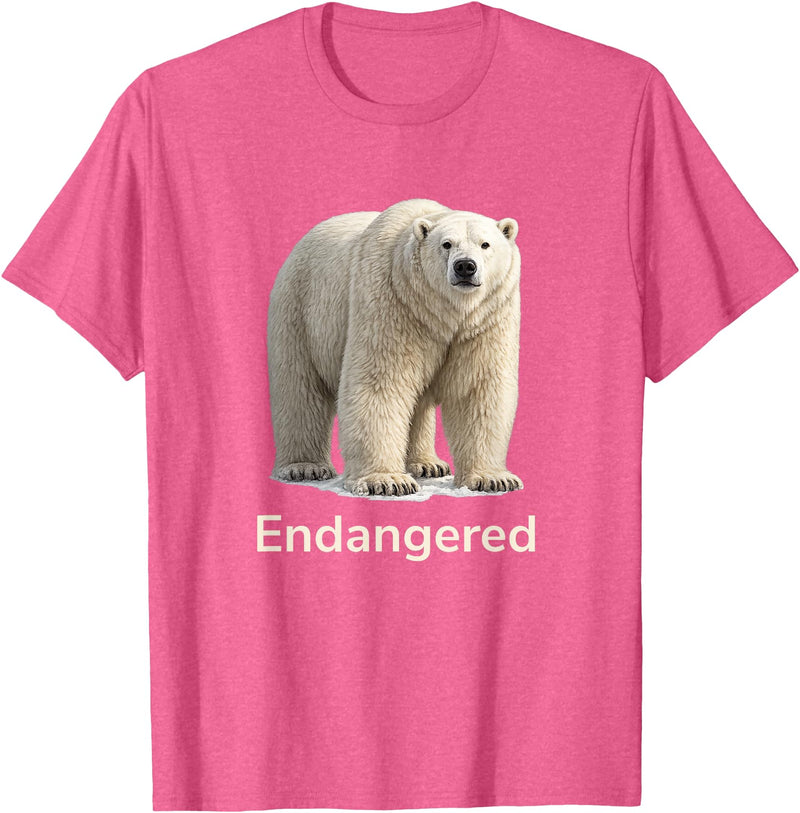 Endangered Animal Species Apparel Company Polar Bear Endangered Animal Species T-Shirt - Pink Heather