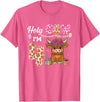 Holy Cow I'm 4 Highland Cow 4th Birthday Holy Cow I'm 4 Highland Cow Farming 4th Birthday 4 Years Old T-Shirt - Pink Heather