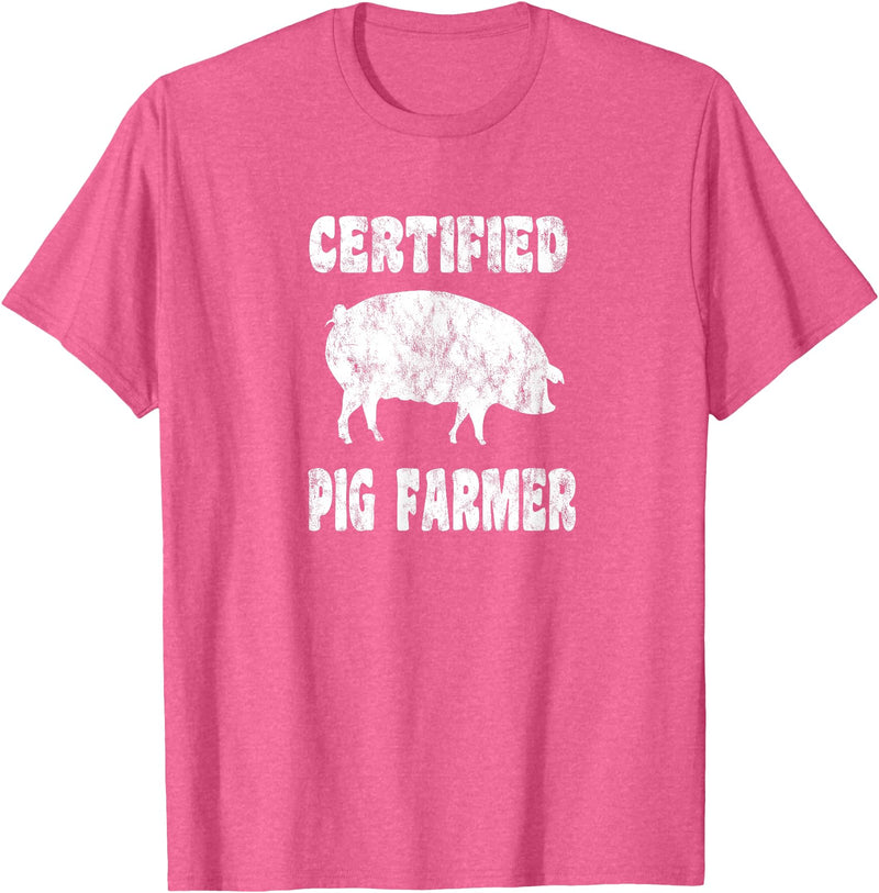 Pig Gifts for Men Women Boys Girls Toddlers by RJ - Unisex Adults Black Cotton 65% Polyester 35% Modern Animal Print Crew Neck Short Sleeve T-Shirt - Small - Office, Work - Casual - 1 Count - Pink Heather