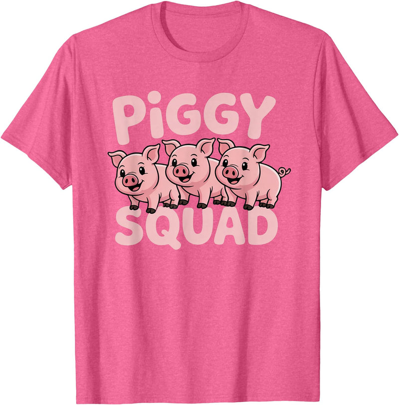 Piggy Squad - Matching Outfit Pig Lover Design T-Shirt - Pink Heather