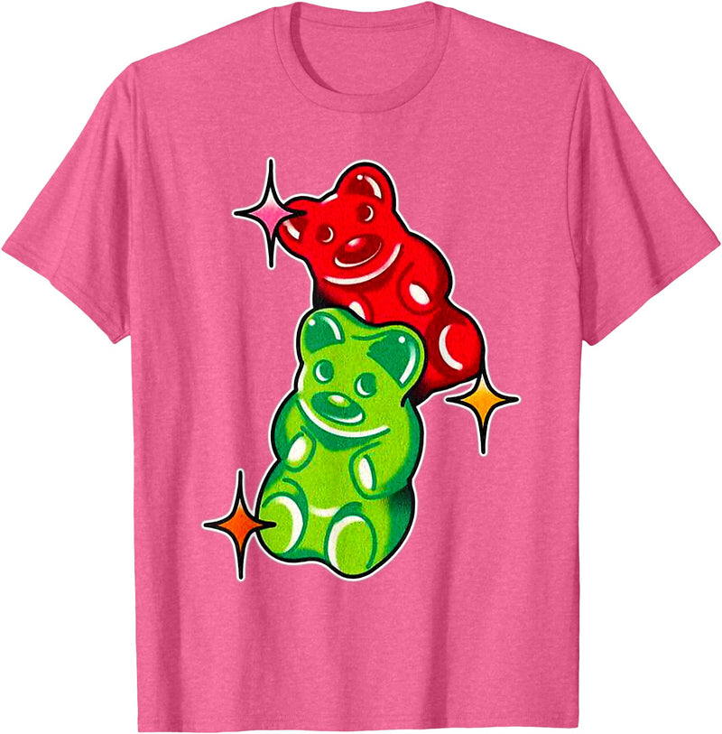 Urban Empyre Gummy Bear Candy Red Green T-Shirt - Pink Heather