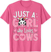 Funny Cow Farm Animal Lover Cow Cute Just a Girl Who Loves Cows T-Shirt - Pink Heather