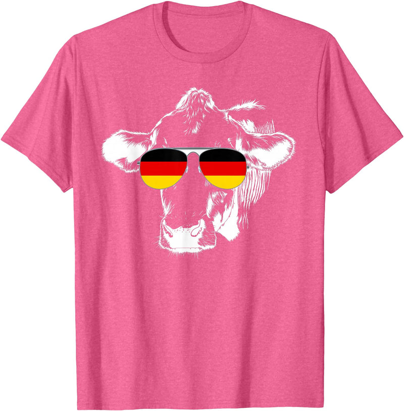 Oktoberfest German Flag Cow Sunglasses Germany Funny Cute T-Shirt - Pink Heather
