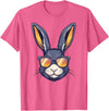 Bunny Rabbit Wearing Sunglasses Easter Funny Graphic T-Shirt in Pink Heather