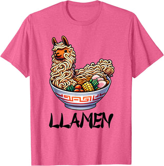 Alpaca LLama Lama Llamen Ramen Chinese Food Llamen Noodles Chinese Food Alpaca Llama Lover T-Shirt - Pink Heather