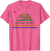 CALIFORNIA STATE FLAG LGBTQ GAY PRIDE RAINBOW TEES CALIFORNIA STATE FLAG BEAR LGBTQ GAY PRIDE RAINBOW PARADE T-Shirt - Pink Heather
