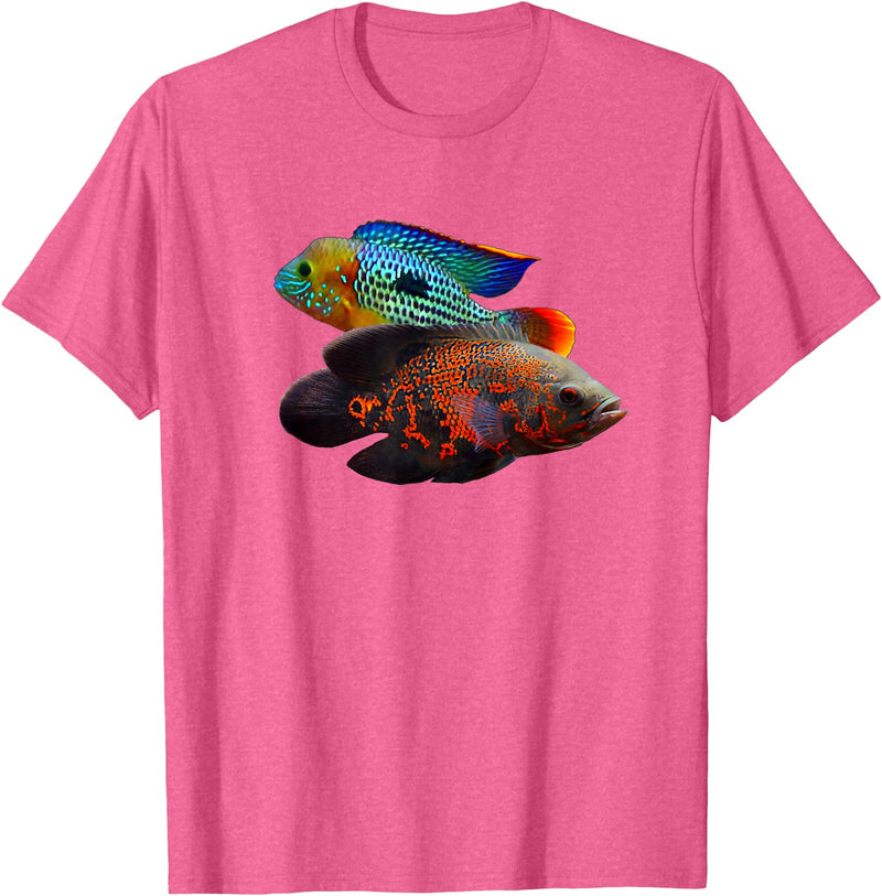 Green Terror Oscar Cichlid Tees Oscar Fish Green Terror Cichlids Monster Fish Aquarium T-Shirt - Pink Heather