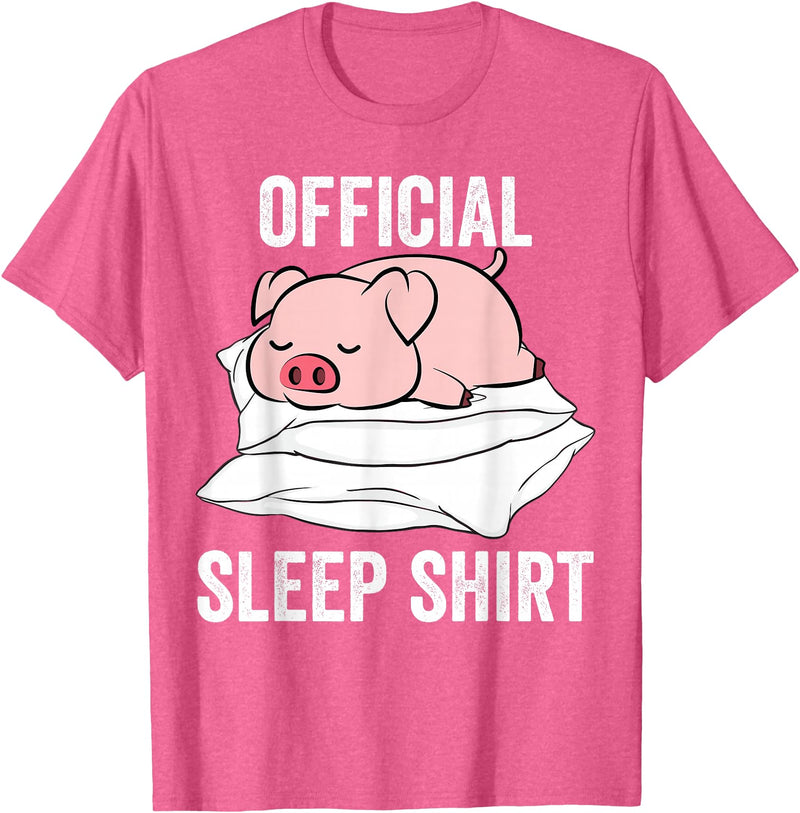 Cute Farmer Animal Designs Official Sleep Shirt Sleeping Cute Pig Piggy Farmer T-Shirt - Pink Heather