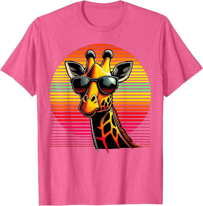 Funny Giraffe lover Giraffe Animal Vintage Sunglasses Giraffe T-Shirt - Pink Heather