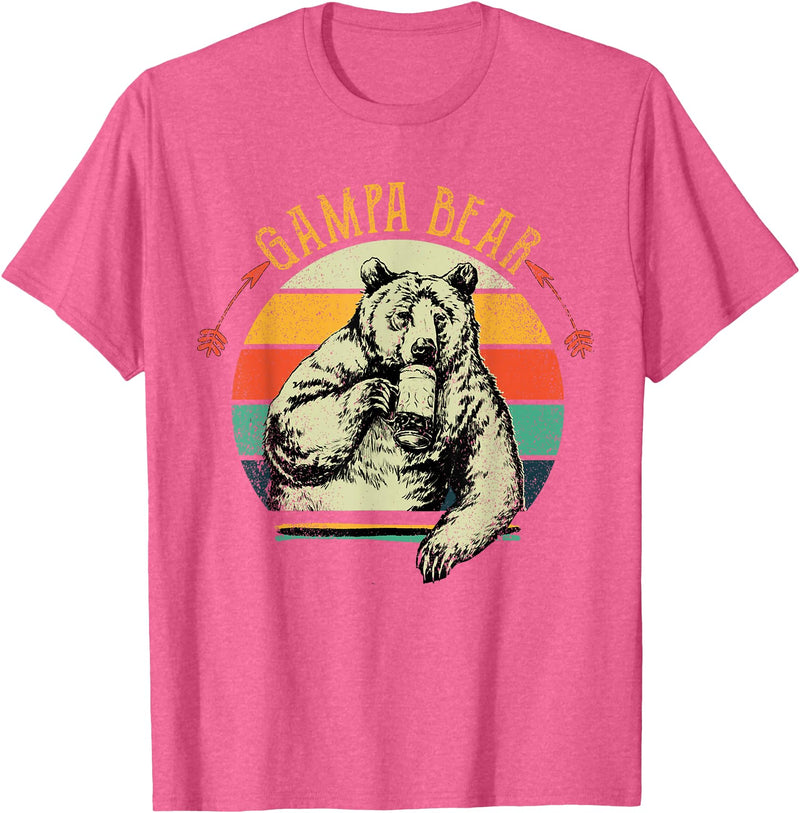 Gampa Bear Funny Father's Day shirt Mens Vintage Gampa Bear Shirt Funny Fathers Day T-Shirt - Pink Heather