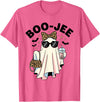 Boo-Jee Ghost Halloween Tees for Women Women Girls BOU-JEE Ghost Boba Leopard Sassy Halloween T-Shirt - Pink Heather