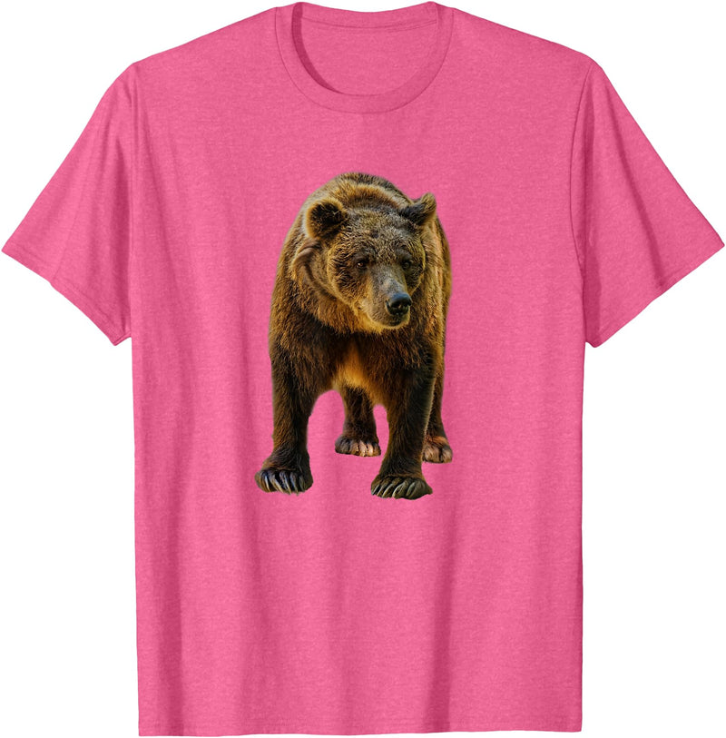 Bear Tees Grizzly Bear Vintage Graphic T-Shirt T-Shirt - Pink Heather