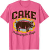 Irony Barn Club for Alt Music and Dry Humor Fans Cake Prolonging the Magic Funny Retro Pig Expression Vibes T-Shirt - Pink Heather