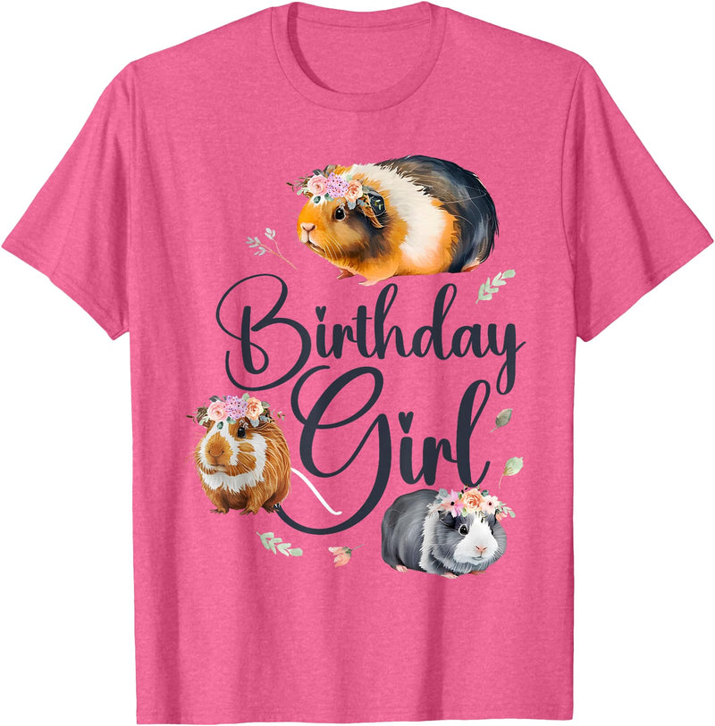 Cute Guinea Pig Lover HD0 Guinea Pig Birthday Girl T-Shirt - Pink Heather