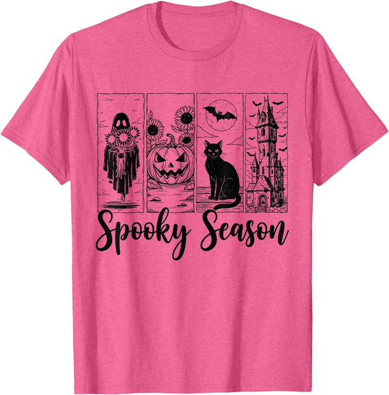 Halloween Spooky Tee Vintage Halloween Horror Spooky Season T-Shirt - Pink Heather