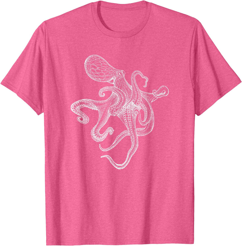 Threadrock Octopus Ocean Marine Fish Lover T-Shirt - Pink Heather