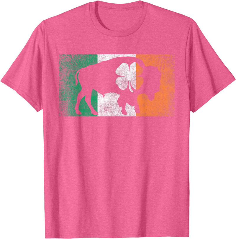 Buffalo - Saint Paddys Funny Ireland Flag Buffalo - Shamrock St. Patrick's Day Irish Flag T-Shirt - Pink Heather