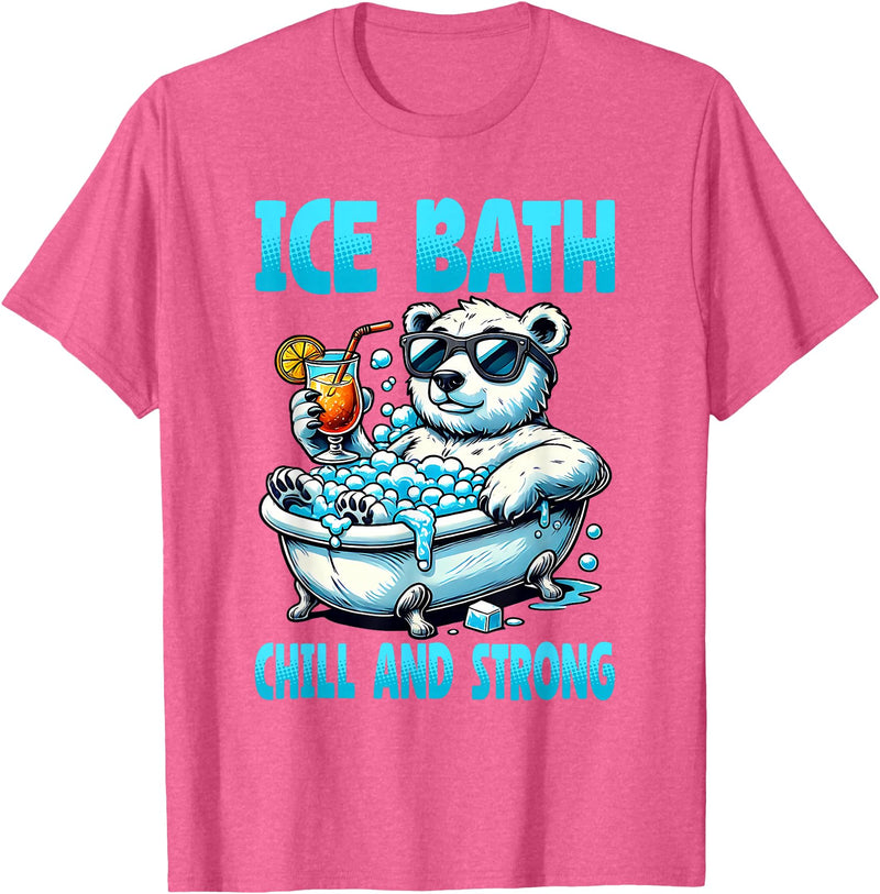 Ice Bath Cold Plunge Polar Bear Recovery Gym Tub Ice Bath Chill and Strong Cold Plunge Recovery Polar Bear T-Shirt - Pink Heather