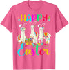 Happy Easter Three Llama Wearing Bunny Ear Happy Easter Llama Lover Three Llama Wearing Bunny Ear T-Shirt - Pink Heather